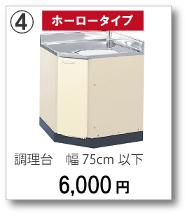 【ホーロータイプ】調理台　幅75cm以下　6,000円(税別)