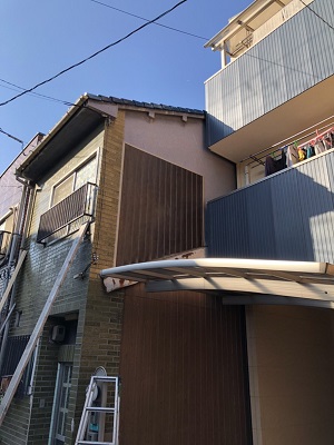 外壁破損　台風被害 大阪市住之江区　M様邸